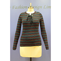Ladies Knitted Ribs Stripe Pullover